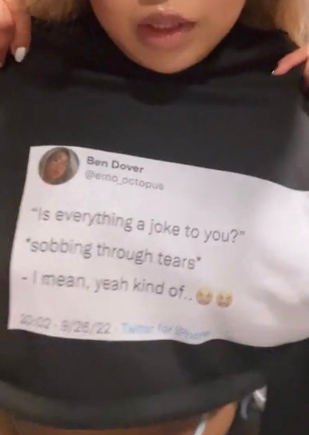 "Tears" tweet Cropped Hoodie - emo_octopus